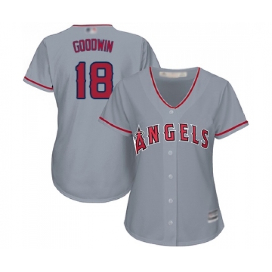 Women's Los Angeles Angels of Anaheim #18 Brian Goodwin Replica Grey Road Cool Base Baseball Jersey - Ujersey