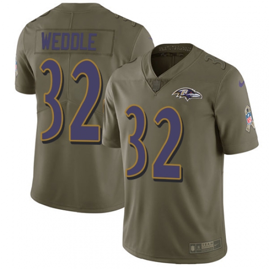 Men's Nike Baltimore Ravens #32 Eric Weddle Limited Olive 2017 Salute to Service NFL Jersey - Ujersey