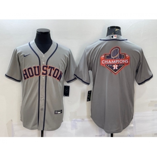 Men's Houston Astros Grey Champions Big Logo Stitched MLB Cool Base Nike Jersey - Ujersey
