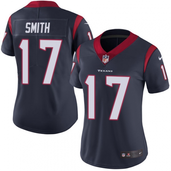 Women's Nike Houston Texans #17 Vyncint Smith Navy Blue Team Color Vapor Untouchable Limited Player NFL Jersey - Ujersey