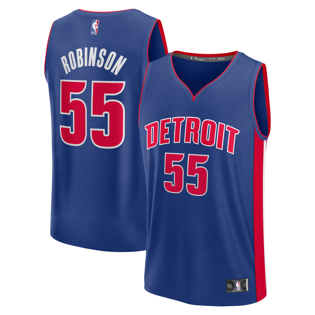 Men's Detroit Pistons Duncan Robinson Fanatics Blue Fast Break Jersey - Icon Edition - SUjersey01