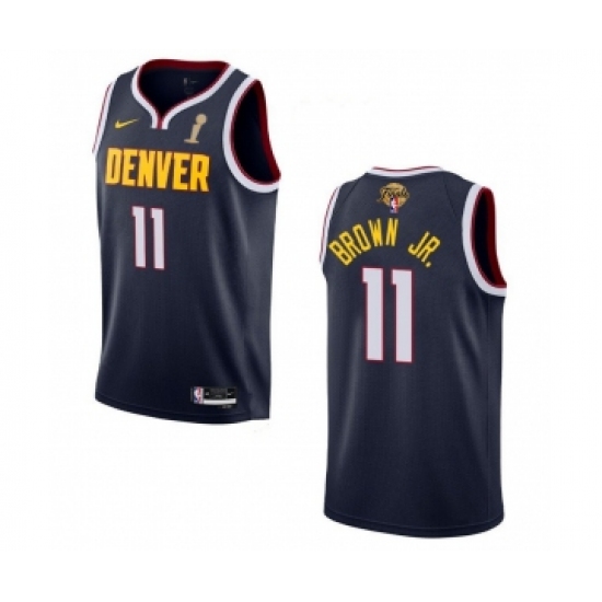 Men's Denver Nuggets #11 Bruce Brown Navy 2023 Finals Champions Icon EditionStitched Basketball Jersey - Ujersey