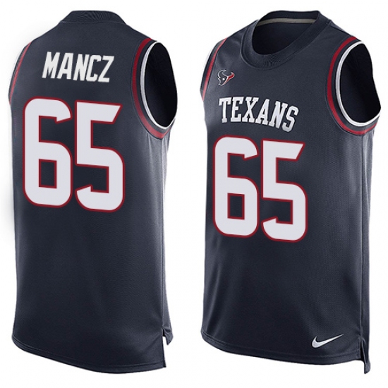 Men's Nike Houston Texans #65 Greg Mancz Limited Navy Blue Player Name & Number Tank Top NFL Jersey - Ujersey