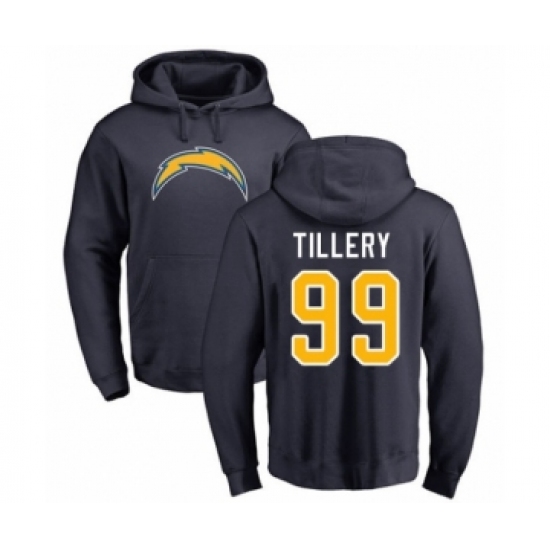Football Los Angeles Chargers #99 Jerry Tillery Navy Blue Name & Number Logo Pullover Hoodie