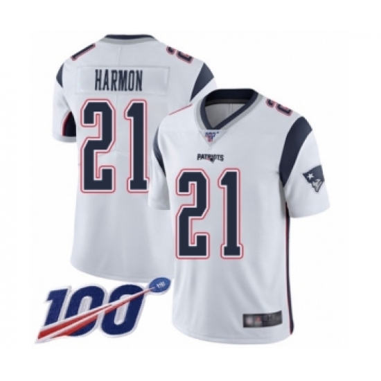 Men's New England Patriots #21 Duron Harmon White Vapor Untouchable Limited Player 100th Season Football Jersey - Ujersey