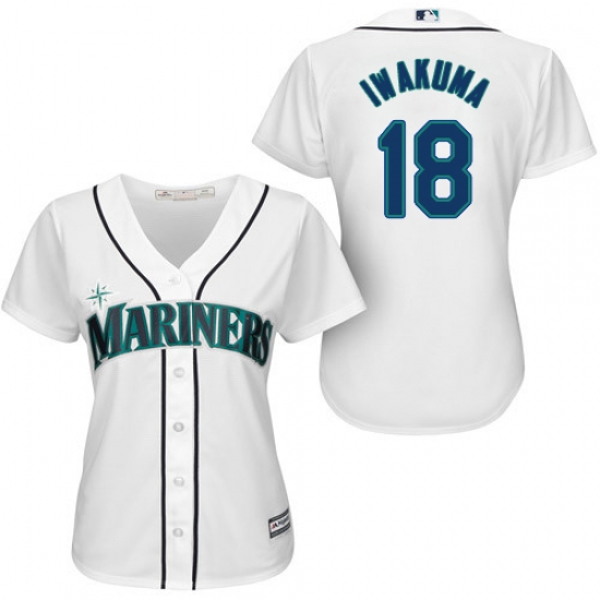 Women's Majestic Seattle Mariners #18 Hisashi Iwakuma Replica White Home Cool Base MLB Jersey - Ujersey