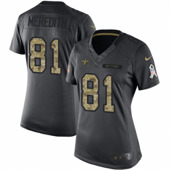 Women's Nike New Orleans Saints #81 Cameron Meredith Limited Black 2016 Salute to Service NFL Jersey - Ujersey