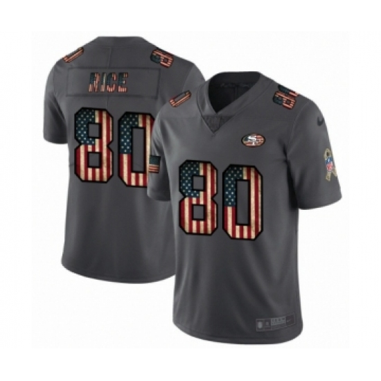 Men's San Francisco 49ers #80 Jerry Rice Limited Black USA Flag 2019 Salute To Service Football Jersey - Ujersey