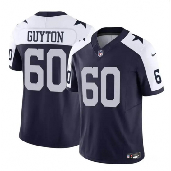 Men's Dallas Cowboys #60 Tyler Guyton Navy White 2024 Draft F.U.S.E Thanksgiving Vapor Untouchable Limited Football Stitched Jersey - Ujersey