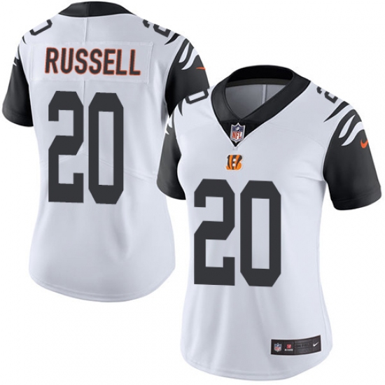 Women's Nike Cincinnati Bengals #20 KeiVarae Russell Limited White Rush Vapor Untouchable NFL Jersey - Ujersey