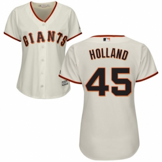 Women's Majestic San Francisco Giants #45 Derek Holland Authentic Cream Home Cool Base MLB Jersey - Ujersey
