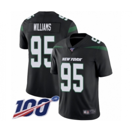 Men's New York Jets #95 Quinnen Williams Black Alternate Vapor Untouchable Limited Player 100th Season Football Jersey - Ujersey