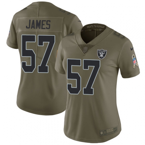 Women's Nike Oakland Raiders #57 Cory James Limited Olive 2017 Salute to Service NFL Jersey