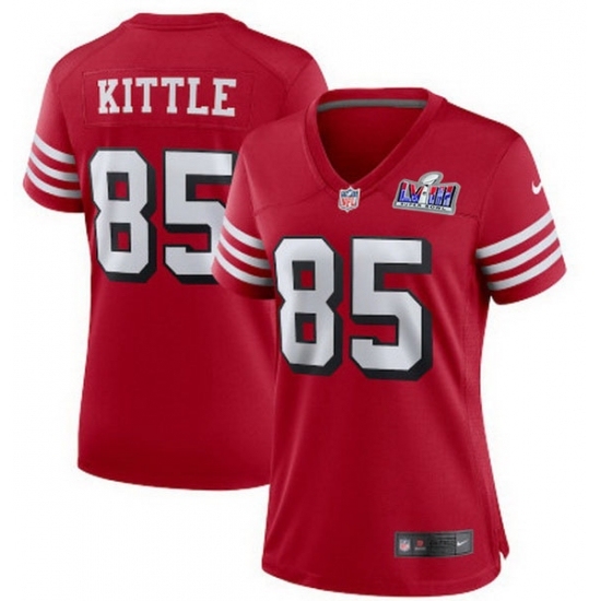 Women's San Francisco 49ers #85 George Kittle New Red 2023 F U S E Vapor Untouchable Limited Stitched Football 2024 Super Bowl LVIII Jersey - Ujersey
