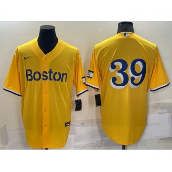 Men's Boston Red Sox #39 Christian Arroyo Gold No Name 2021 City Connect Stitched MLB Cool Base Nike Jersey