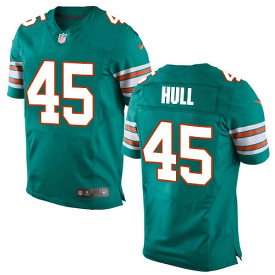 Men's Nike Miami Dolphins #45 Mike Hull Elite Aqua Green Alternate NFL Jersey - Ujersey