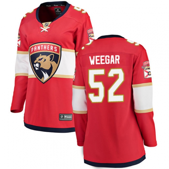 Women's Florida Panthers #52 MacKenzie Weegar Fanatics Branded Red Home Breakaway NHL Jersey - Ujersey