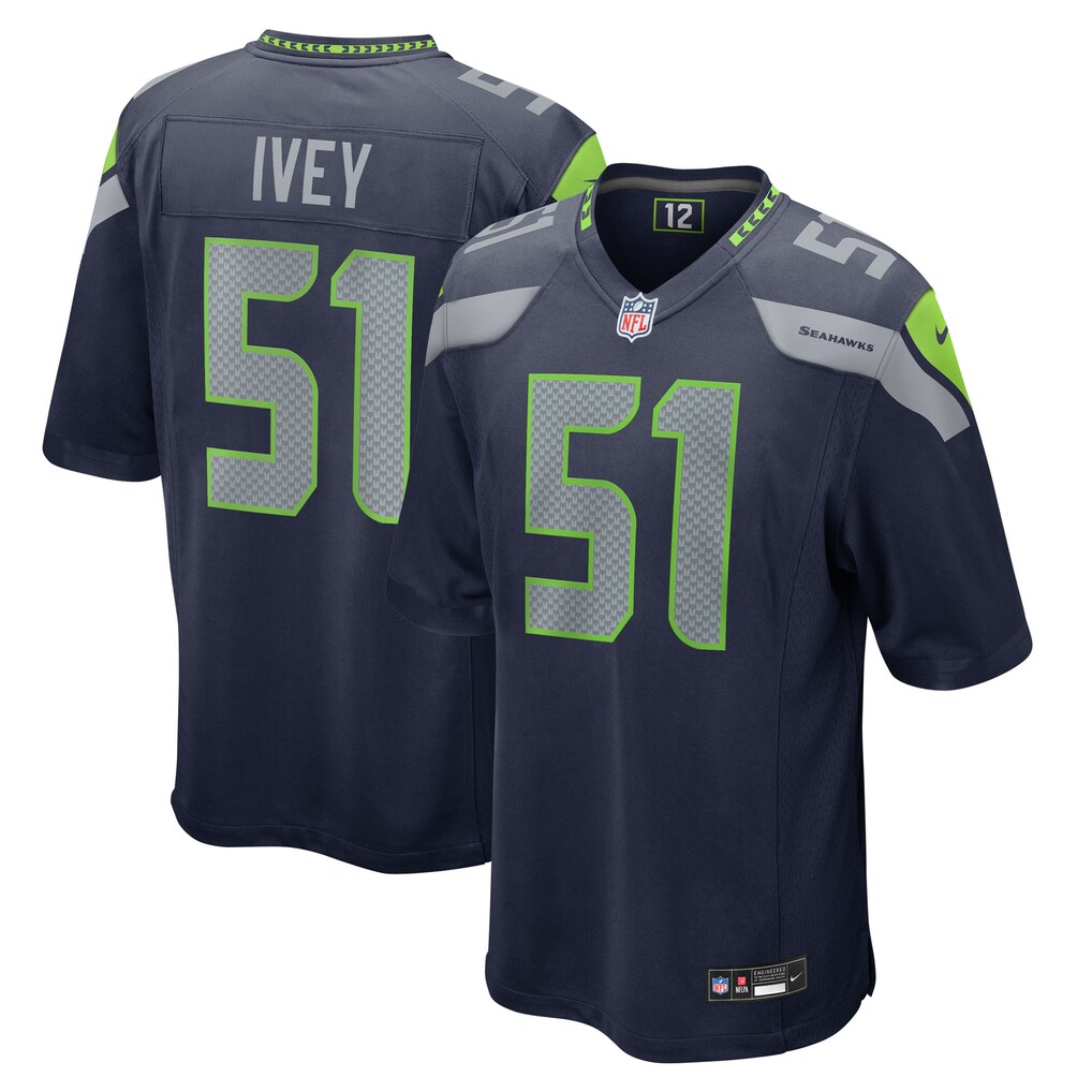 Men's Seattle Seahawks Jared Ivey Nike College Navy Team Game Jersey - U-jersey