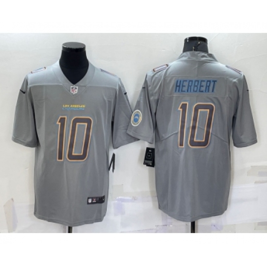 Men's Los Angeles Chargers Justin Herbert LOGO Grey Atmosphere Fashion Vapor Untouchable Stitched Limited Jersey - Ujersey