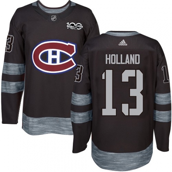 Men's Adidas Montreal Canadiens #13 Peter Holland Authentic Black 1917-2017 100th Anniversary NHL Jersey - Ujersey