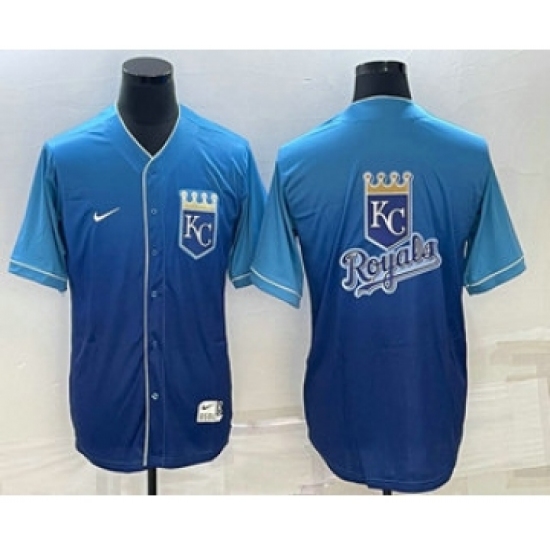 Men's Kansas City Royals Big Logo Nike Blue Fade Stitched Jerseys - Ujersey