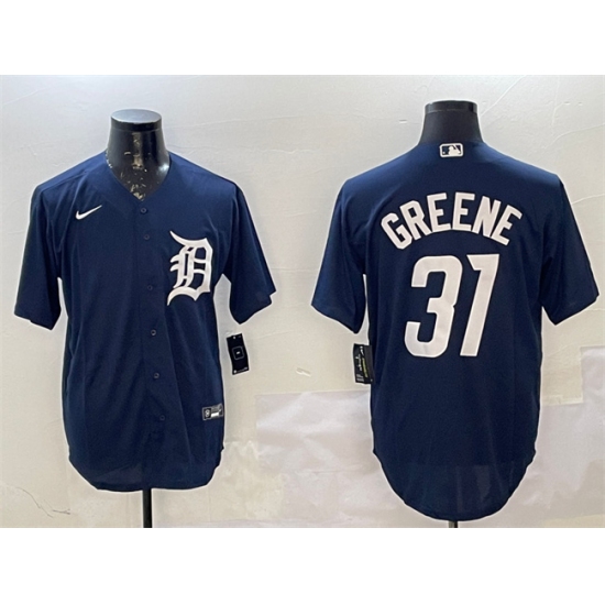 Men's Detroit Tigers #31 Riley Greene Navy Cool Base Stitched Baseball Jersey - Ujersey