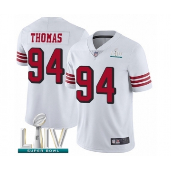 Men's San Francisco 49ers #94 Solomon Thomas Limited White Rush Vapor Untouchable Super Bowl LIV Bound Football Jersey - Ujersey