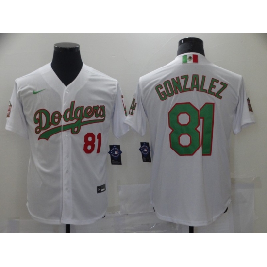 Men's Los Angeles Dodgers #81 Victor Gonzalez White 2020 World Series Authentic Jersey - Ujersey