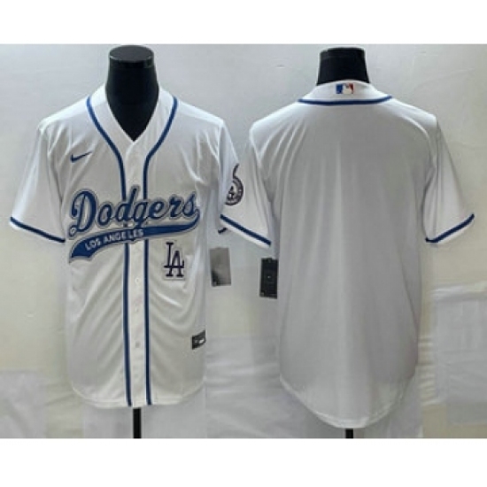Men's Los Angeles Dodgers White Blank With Patch Cool Base Stitched Baseball Jersey - Ujersey