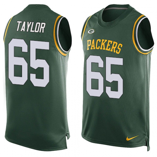 Men's Nike Green Bay Packers #65 Lane Taylor Limited Green Player Name & Number Tank Top NFL Jersey - Ujersey