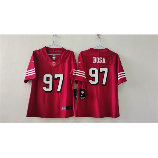 Women's San Francisco 49ers #97 Nick Bosa Red Alternate Vapor Football Stitched Jersey(Run Small) - Ujersey