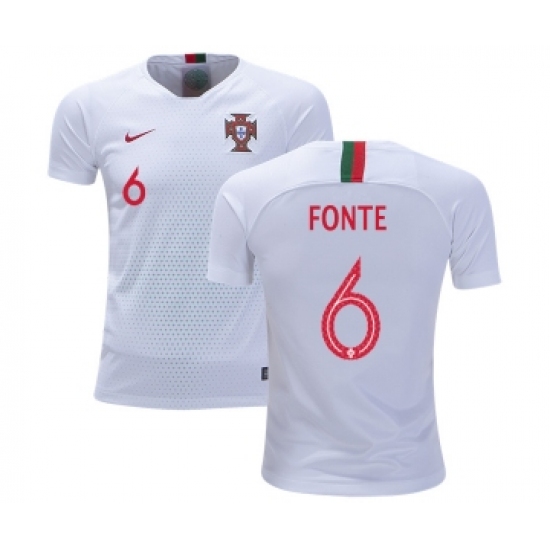 Portugal #6 Fonte Away Kid Soccer Country Jersey