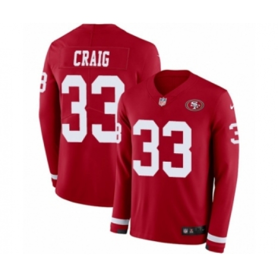 Men's Nike San Francisco 49ers #33 Roger Craig Limited Red Therma Long Sleeve NFL Jersey - Ujersey