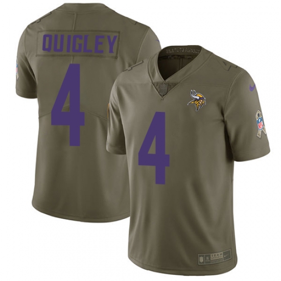 Youth Nike Minnesota Vikings #4 Ryan Quigley Limited Olive 2017 Salute to Service NFL Jersey - Ujersey