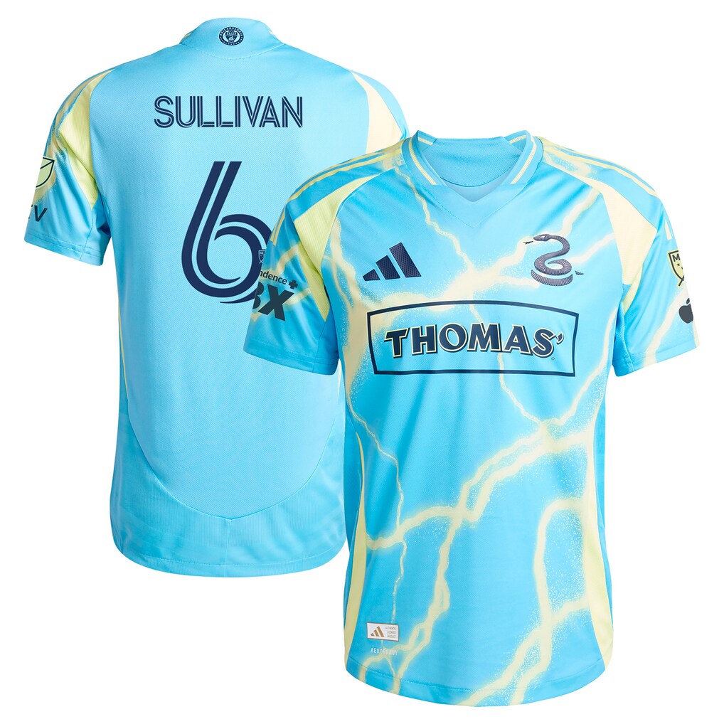 Men's Philadelphia Union Cavan Sullivan adidas Blue 2025 The Voltage Kit Authentic Player Jersey - Ujersey