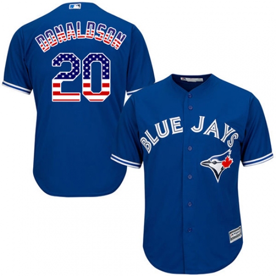 Men's Majestic Toronto Blue Jays #20 Josh Donaldson Replica Royal Blue USA Flag Fashion MLB Jersey - Ujersey