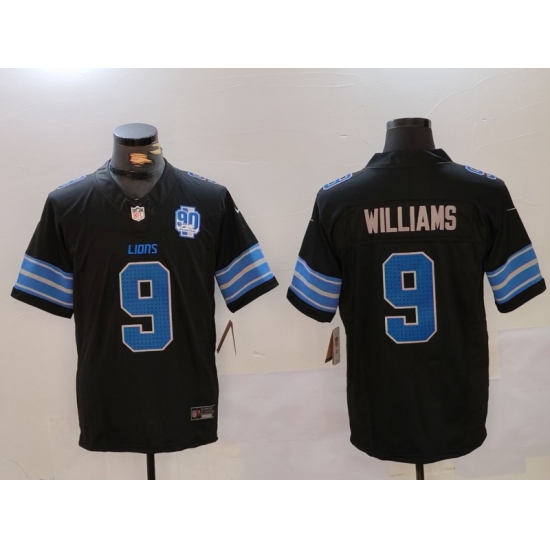 Men's Detroit Lions #9 Jameson Williams Black 2024 F.U.S.E. 2nd Alternate With 90th Anniversary Vapor Limited Stitched Jersey - Ujersey