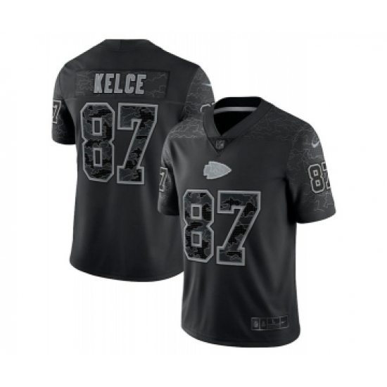 Men's Kansas City Chiefs #87 Travis Kelce Black Reflective Limited Stitched Jersey - Ujersey