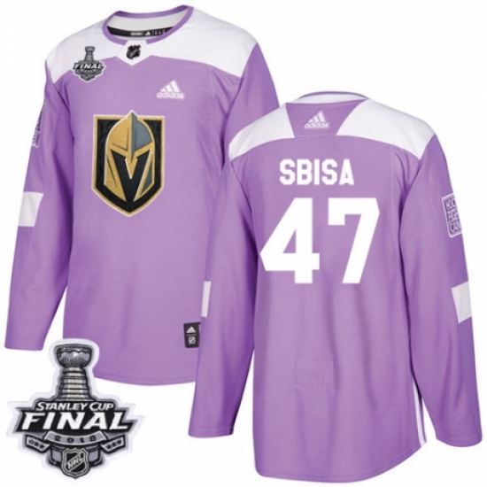 Men's Adidas Vegas Golden Knights #47 Luca Sbisa Authentic Purple Fights Cancer Practice 2018 Stanley Cup Final NHL Jersey - Ujersey