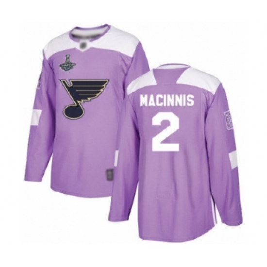 Men's St. Louis Blues #2 Al Macinnis Authentic Purple Fights Cancer Practice 2019 Stanley Cup Champions Hockey Jersey - Ujersey