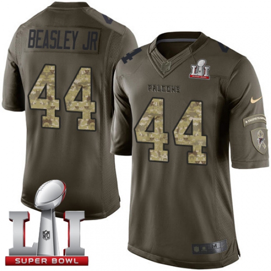 Men's Nike Atlanta Falcons #44 Vic Beasley Limited Green Salute to Service Super Bowl LI 51 NFL Jersey - Ujersey