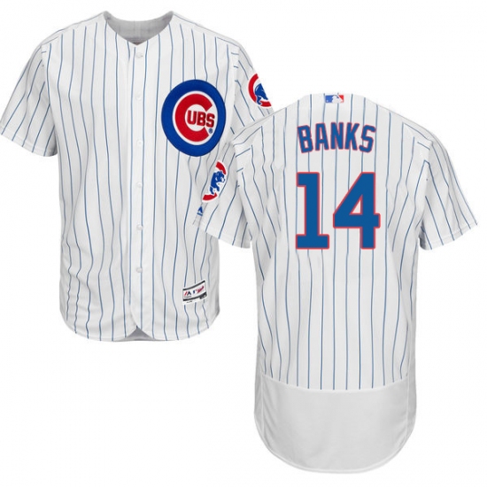 Men's Majestic Chicago Cubs #14 Ernie Banks White Home Flex Base Authentic Collection MLB Jersey - Ujersey