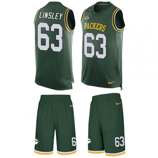 Men's Nike Green Bay Packers #63 Corey Linsley Limited Green Tank Top Suit NFL Jersey - Ujersey