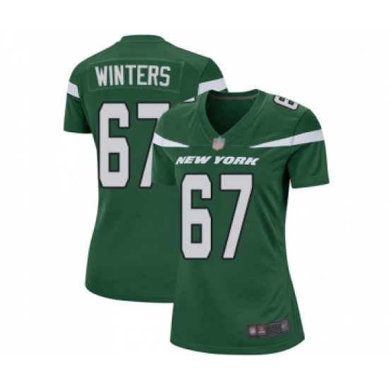Women's New York Jets #67 Brian Winters Game Green Team Color Football Jersey - Ujersey