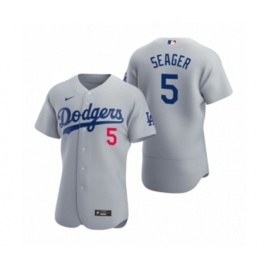 Men's Los Angeles Dodgers #5 Corey Seager Nike Gray Authentic 2020 Alternate Jersey - Ujersey