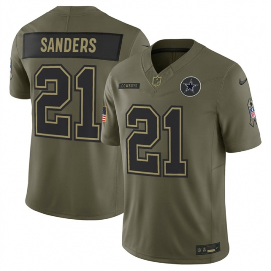 Men's Dallas Cowboys #21 Deion Sanders Olive 2025 F.U.S.E. Salute to Service Limited Football Stitched Jersey - Ujersey