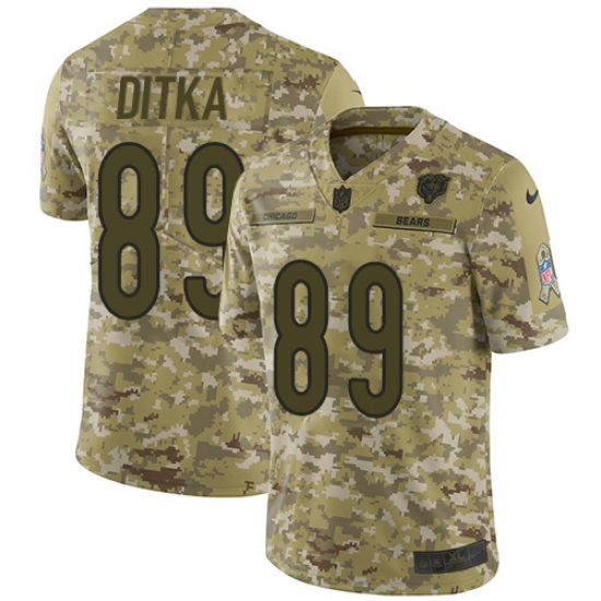 Men's Nike Chicago Bears #89 Mike Ditka Limited Camo 2018 Salute to Service NFL Jersey - Ujersey