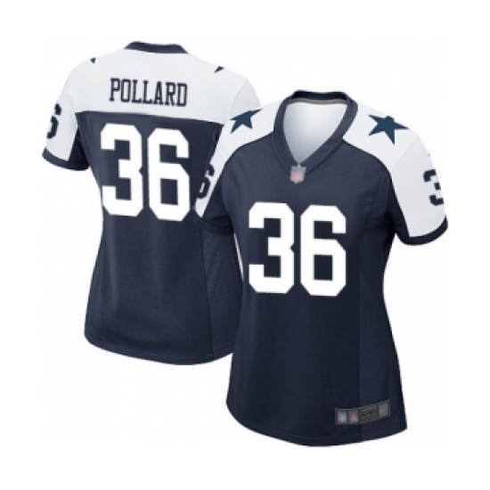 Women's Dallas Cowboys #36 Tony Pollard Game Navy Blue Throwback Alternate Football Jersey - Ujersey