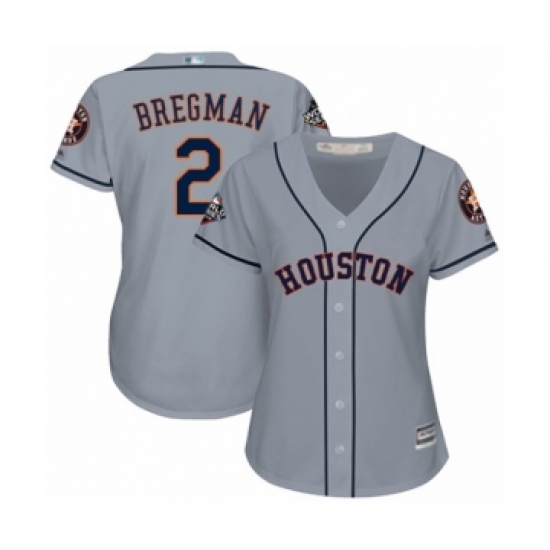Women's Houston Astros #2 Alex Bregman Authentic Grey Road Cool Base 2019 World Series Bound Baseball Jersey - Ujersey