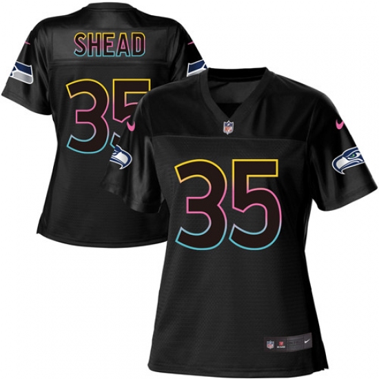Women's Nike Seattle Seahawks #35 DeShawn Shead Game Black Team Color NFL Jersey - Ujersey